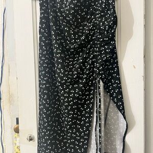 SHEIN Black Skirt with White Floral Pattern